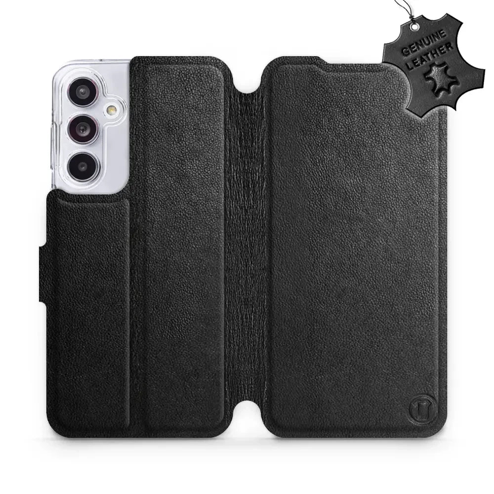 Echtleder Handyhülle für Galaxy A55 5G, Mobiwear Leather, Schwarz