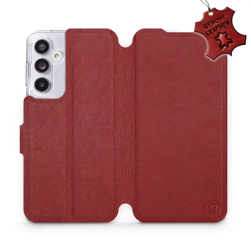 Echtleder Handyhülle für Galaxy A55 5G, Mobiwear Leather, Dunkelrot