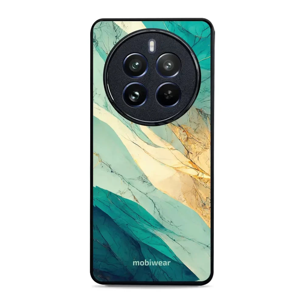 Handyhülle für Realme 12 Pro Plus, Mobiwear Glossy Case, Türkis-Marmor