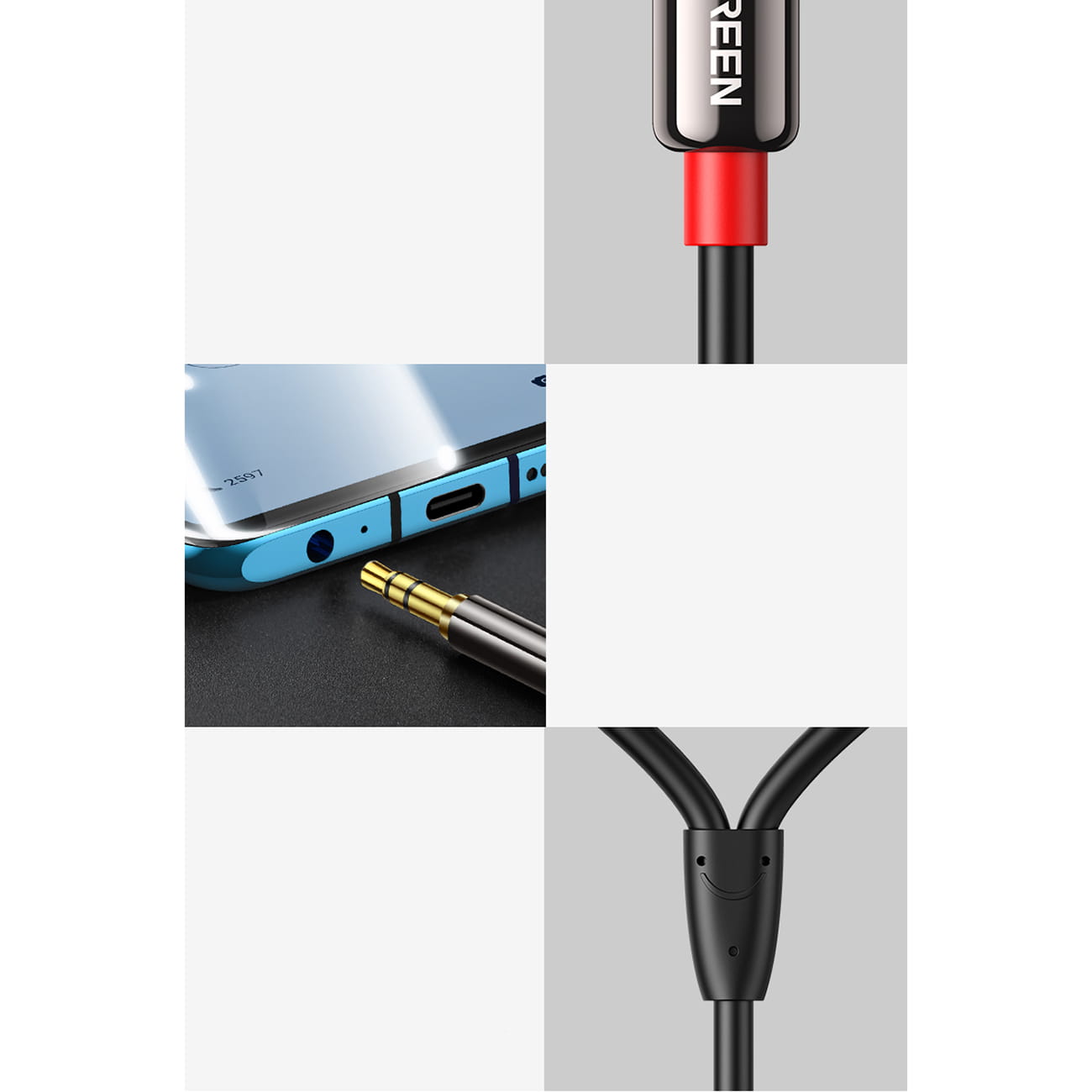 Audiokabel Ugreen 3,5 mm mini jack (männlich), 2x RCA, 5 m, Schwarz