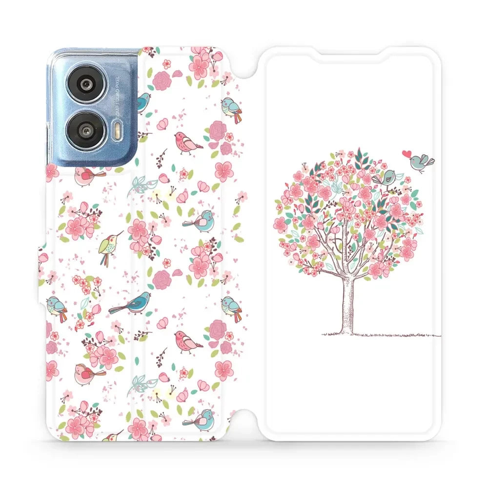 Handyhülle mit klappe für Motorola Moto G24 Power, Mobiwear Book, Rosa Hain