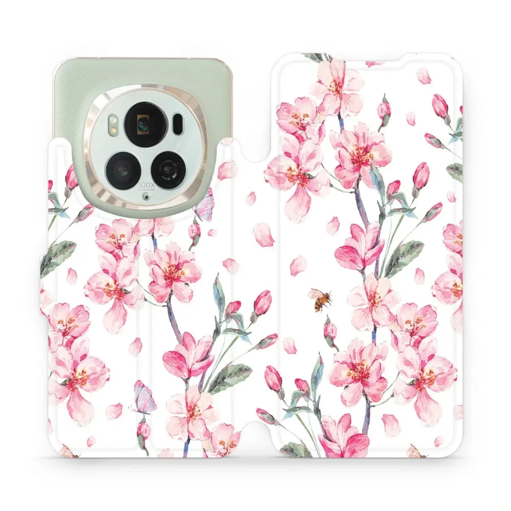 Handyhülle mit klappe für Honor Magic6 Pro, Mobiwear Book, Rosa Frühling