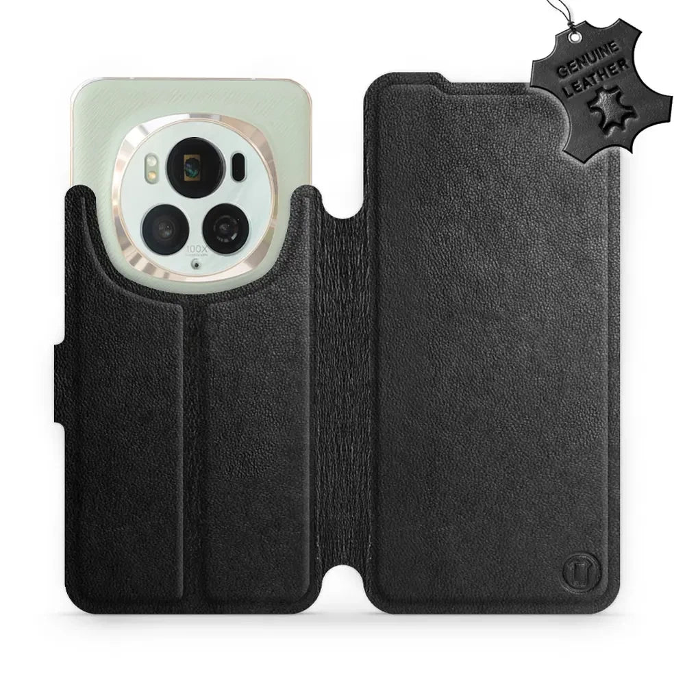Echtleder Handyhülle für Honor Magic6 Pro, Mobiwear Leather, Schwarz
