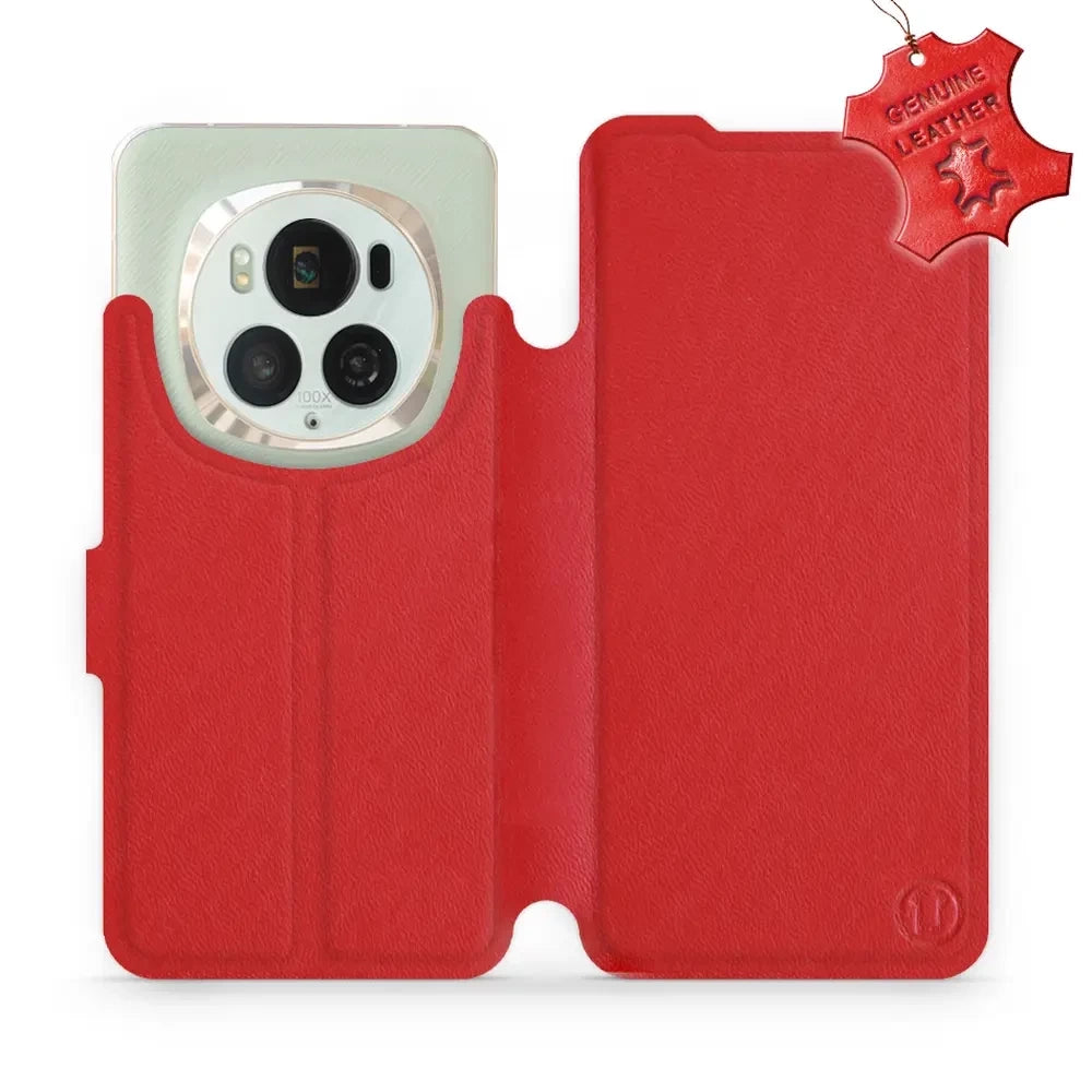 Echtleder Handyhülle für Honor Magic6 Pro, Mobiwear Leather, Rot