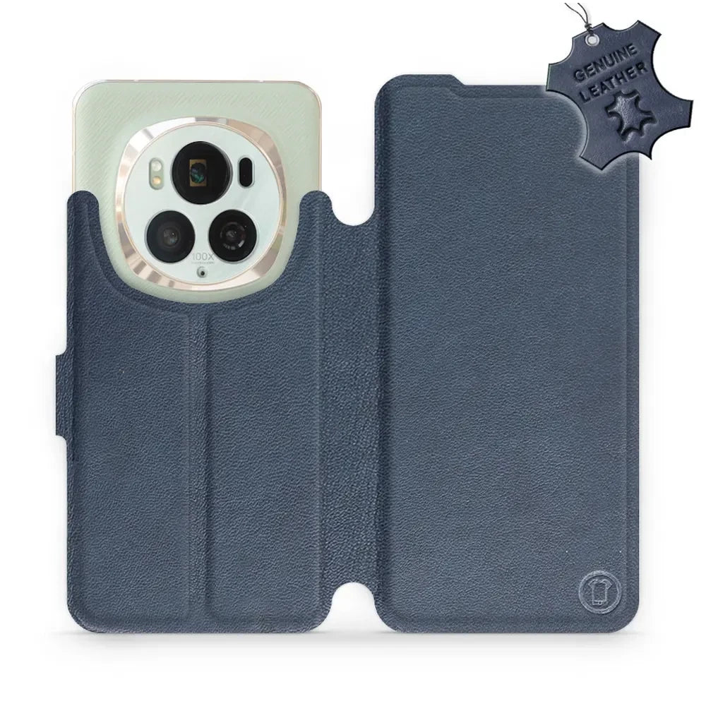 Echtleder Handyhülle für Honor Magic6 Pro, Mobiwear Leather, Dunkelblau