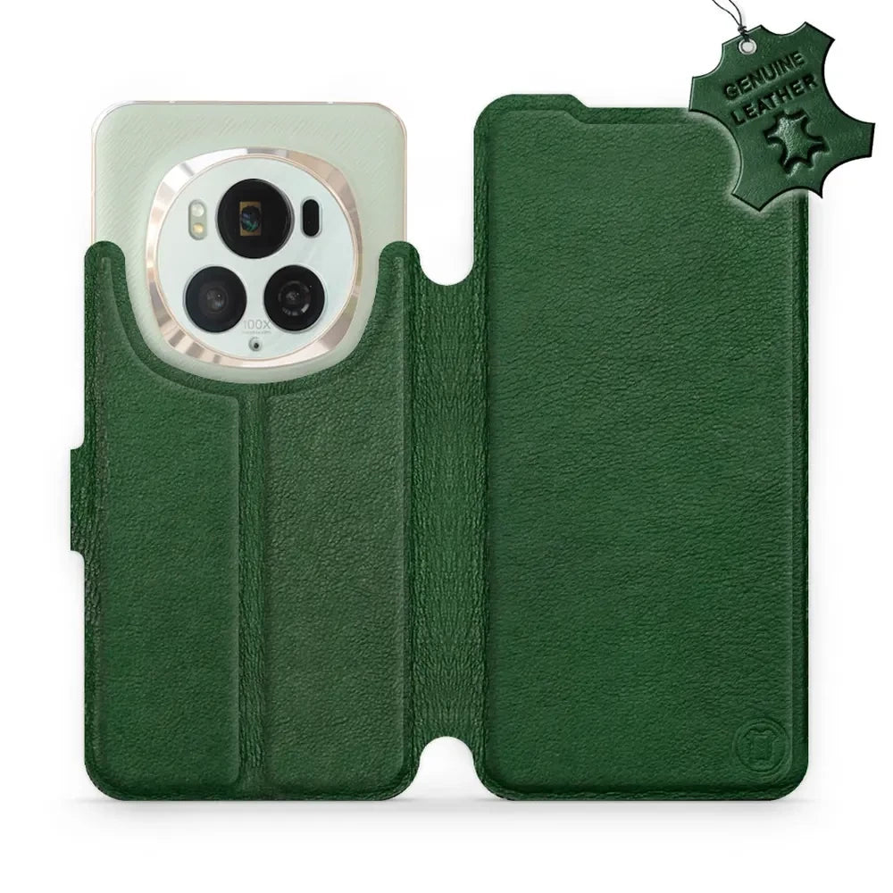 Echtleder Handyhülle für Honor Magic6 Pro, Mobiwear Leather, Grün