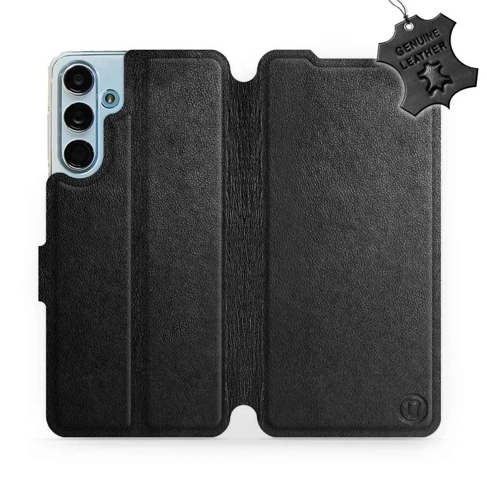 Echtleder Handyhülle für Galaxy M55 5G, Mobiwear Leather, Schwarz