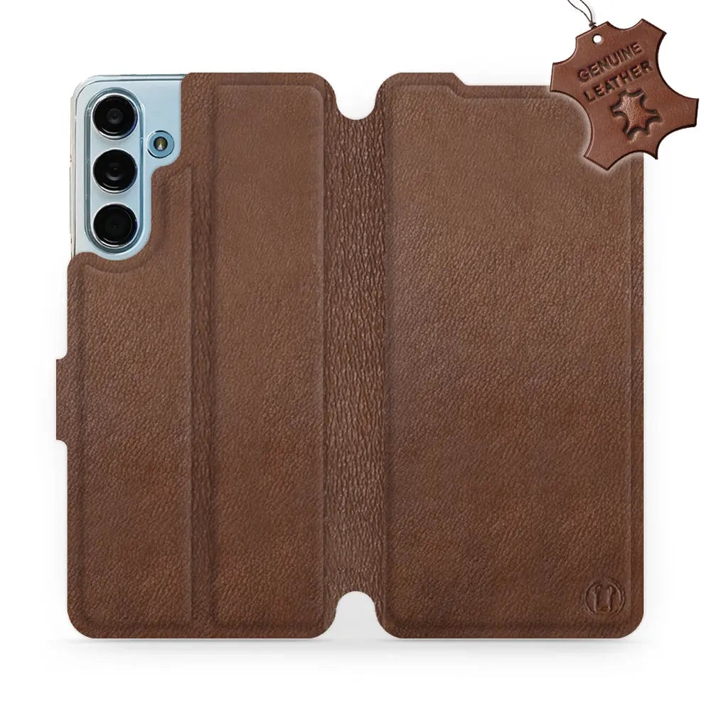 Echtleder Handyhülle für Galaxy M55 5G, Mobiwear Leather, Braun