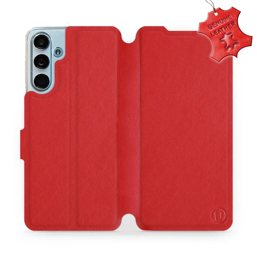 Echtleder Handyhülle für Galaxy M55 5G, Mobiwear Leather, Rot