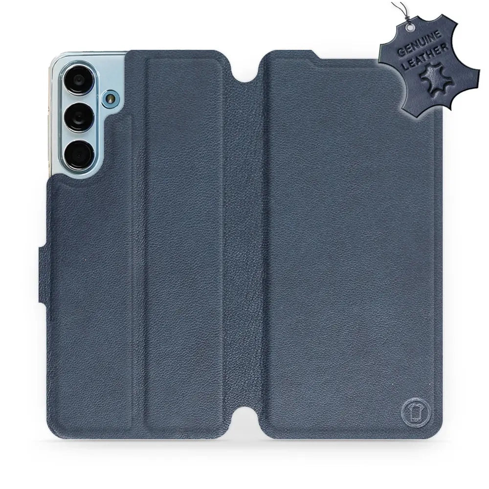 Echtleder Handyhülle für Galaxy M55 5G, Mobiwear Leather, Dunkelblau