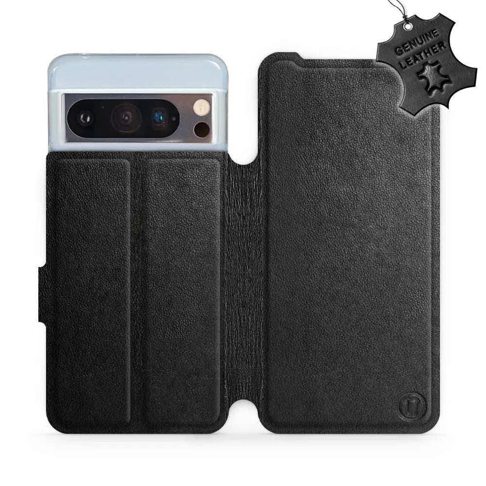 Echtleder Handyhülle für Google Pixel 8 Pro, Mobiwear Leather, Schwarz