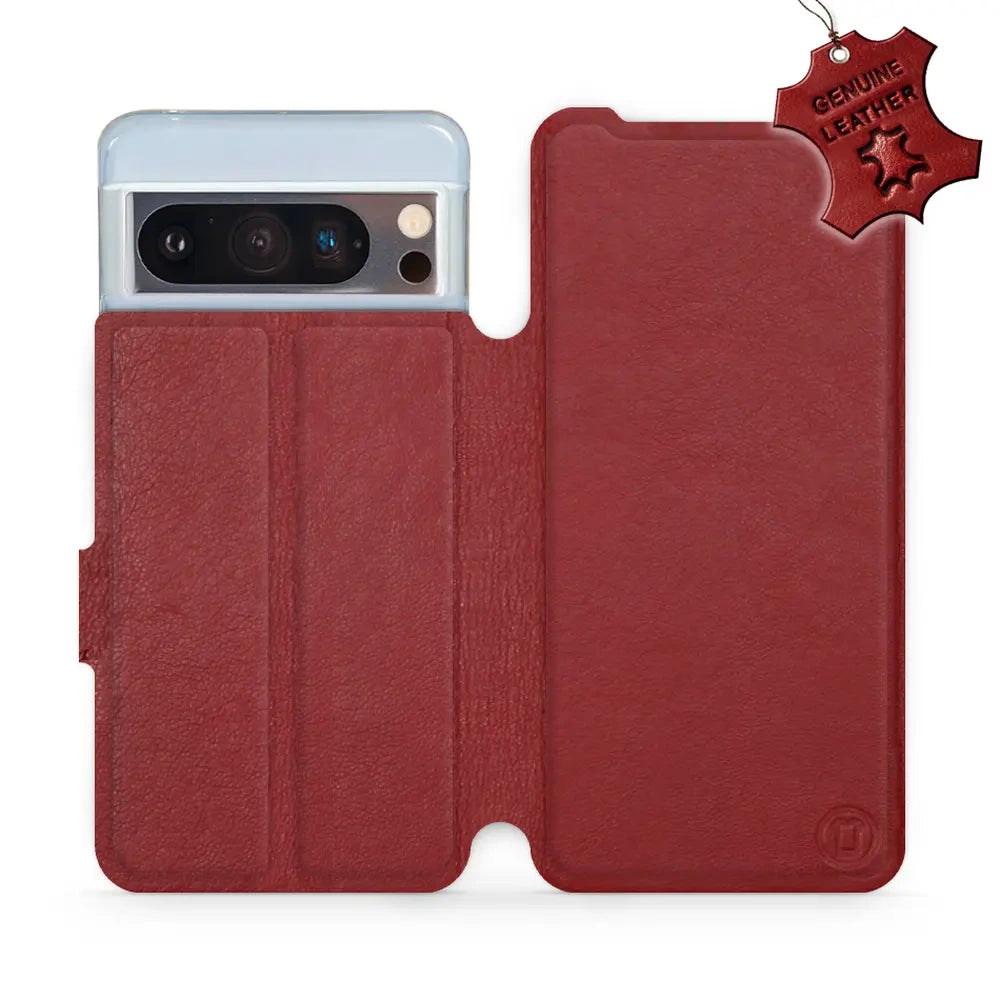 Echtleder Handyhülle für Google Pixel 8 Pro, Mobiwear Leather, Dunkelrot