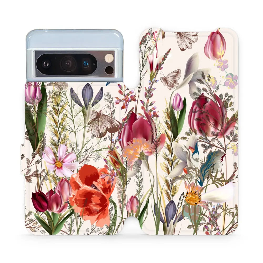 Handyhülle mit klappe für Google Pixel 8 Pro, Mobiwear Book, Blumenstrauß