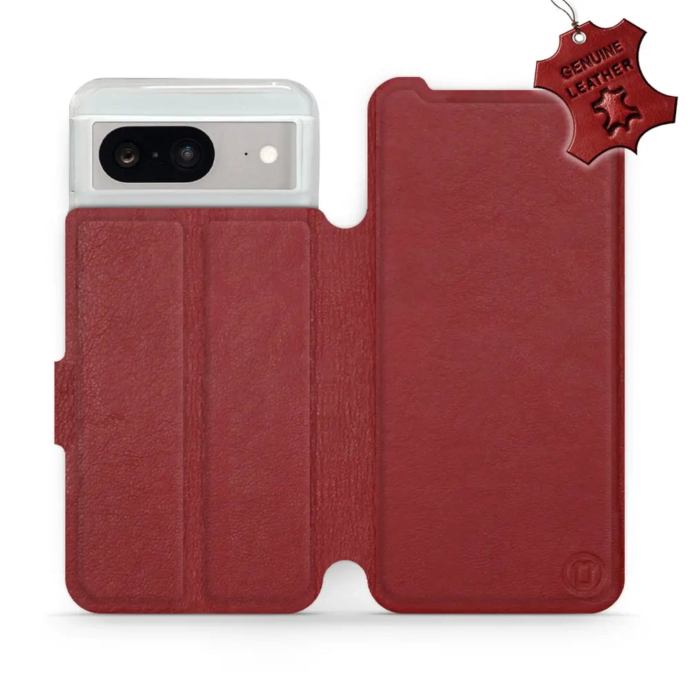 Echtleder Handyhülle für Google Pixel 8, Mobiwear Leather, Dunkelrot