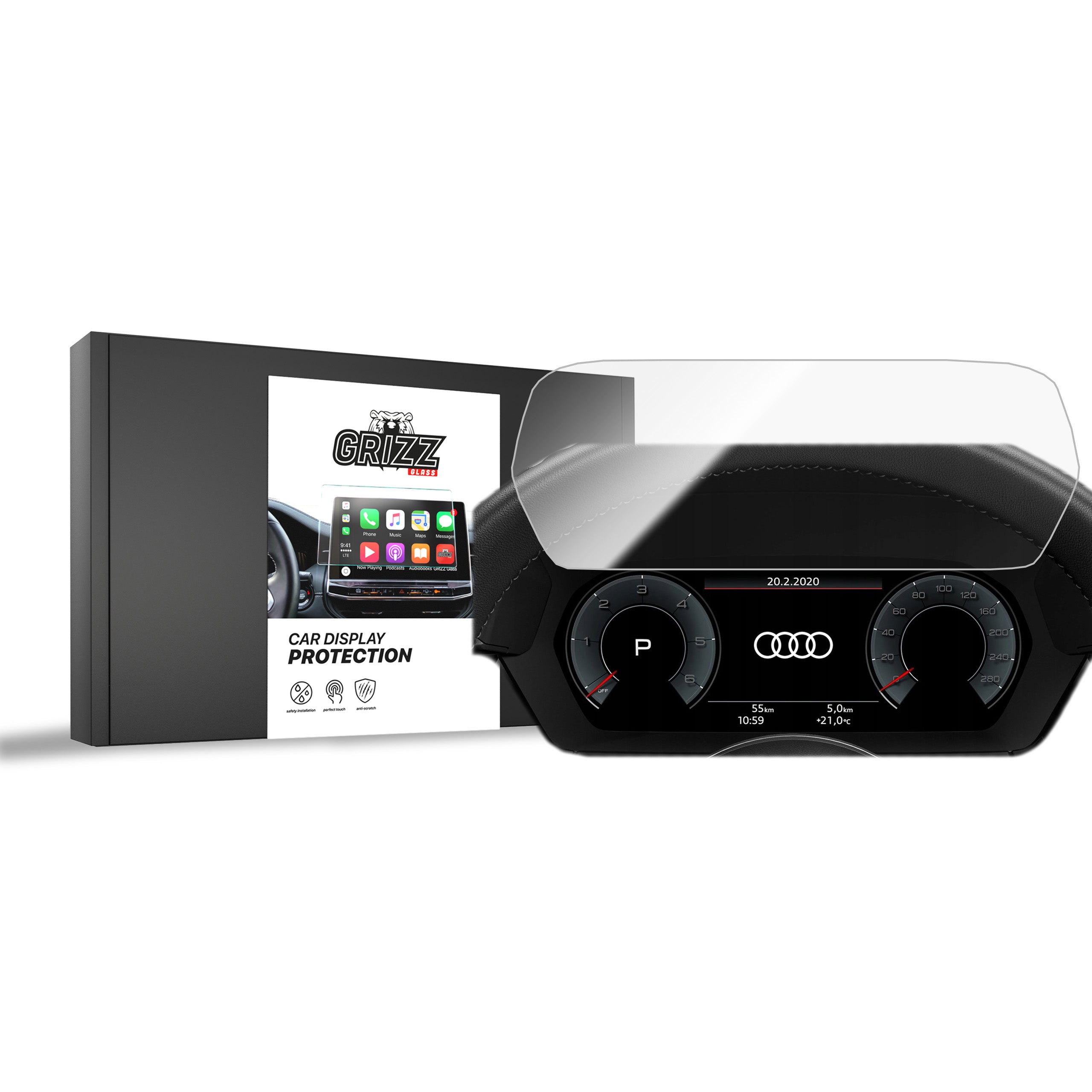 Keramische Autodisplayfolie für Audi RS3 8Y Virtual Cockpit Plus 12,3" (2020-2026), Grizz Protector