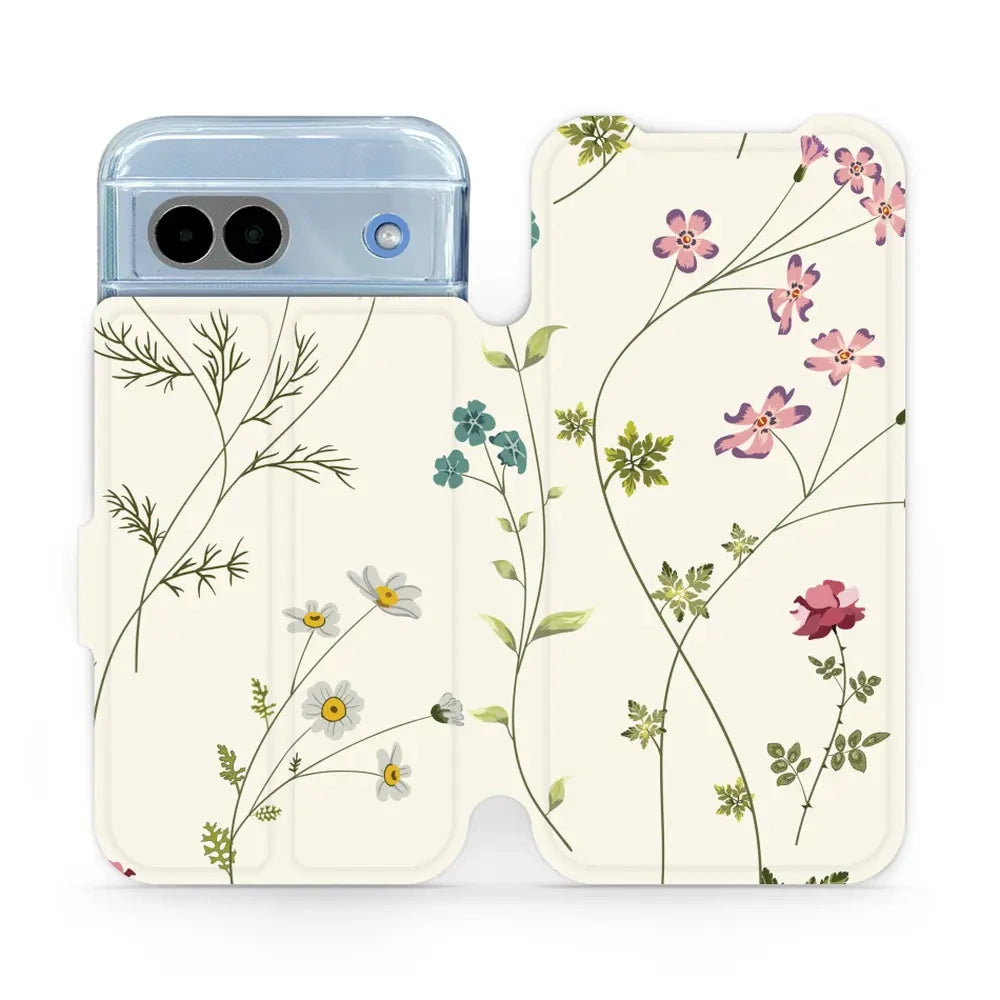 Handyhülle mit klappe für Google Pixel 8a, Mobiwear Book, Feldblumen