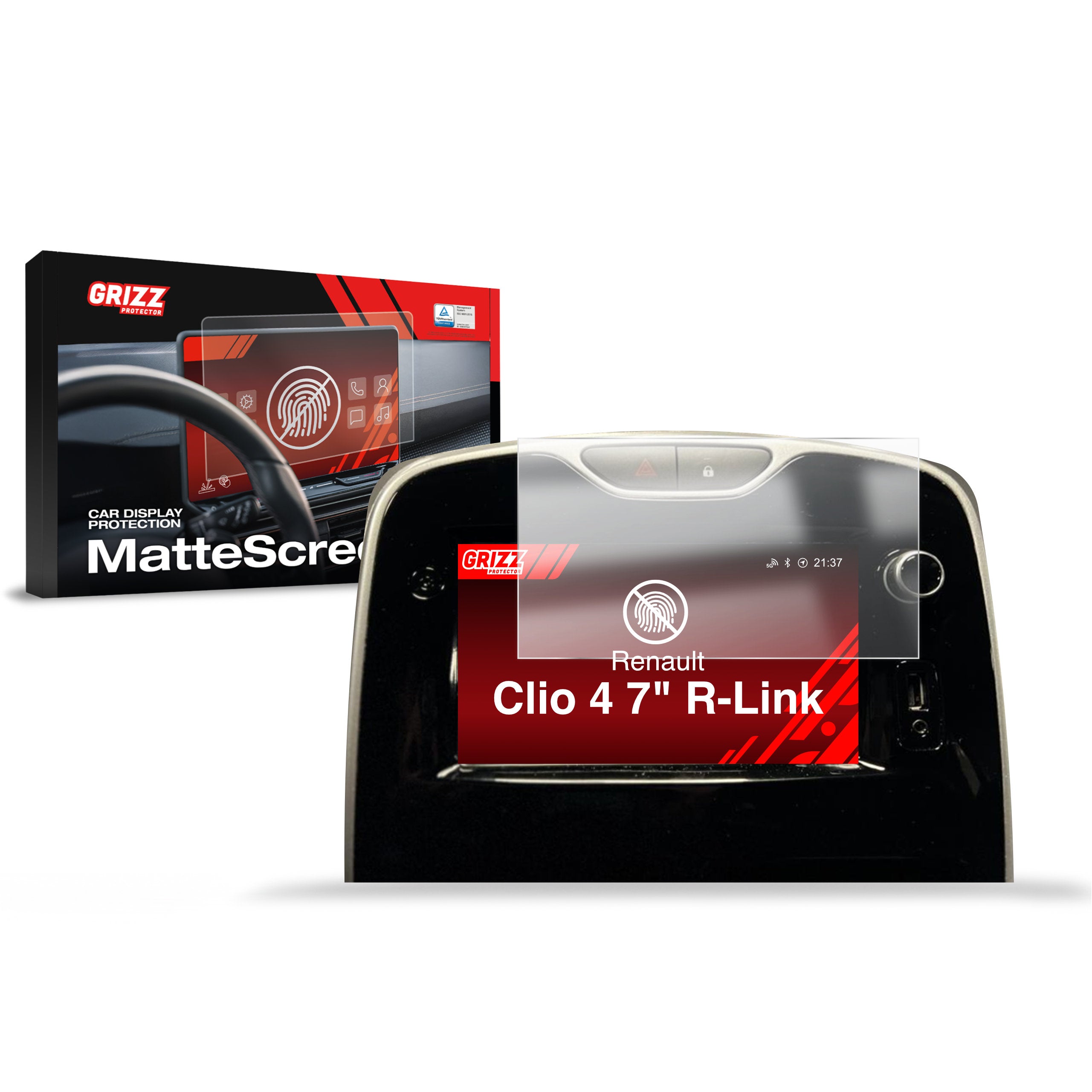 Matte Autodisplayfolie für Renault Clio 4 7" R-link (2012-2018), Grizz Protector