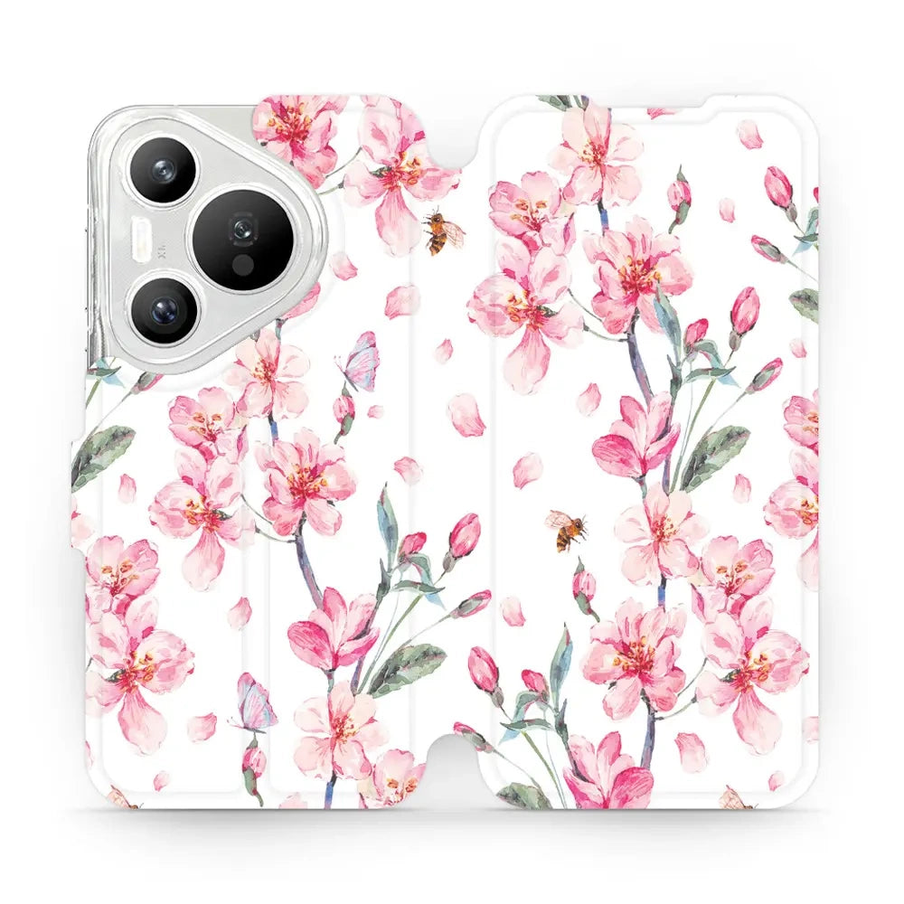 Handyhülle mit klappe für Huawei Pura 70, Mobiwear Book, Rosa Frühling