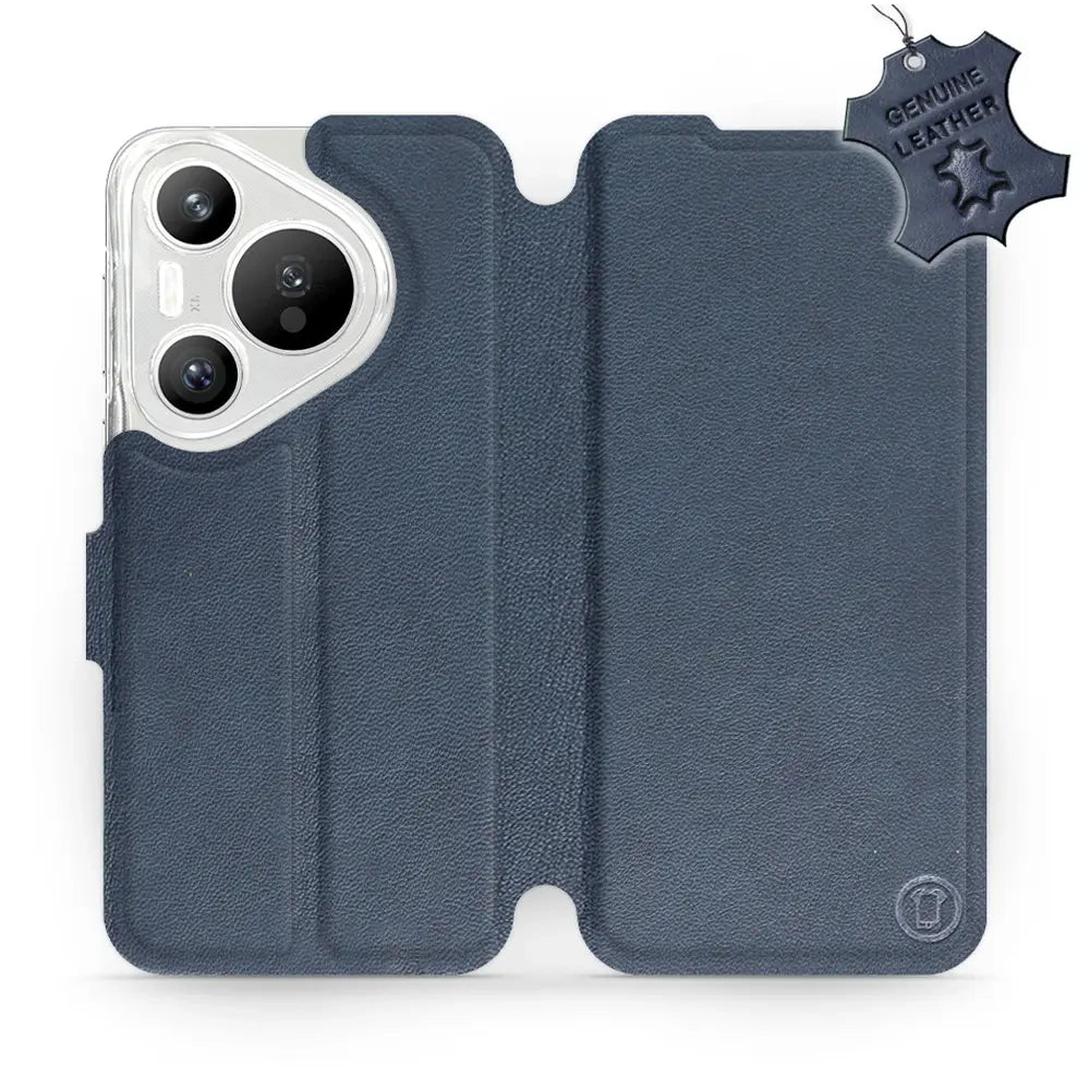 Echtleder Handyhülle für Huawei Pura 70, Mobiwear Leather, Dunkelblau