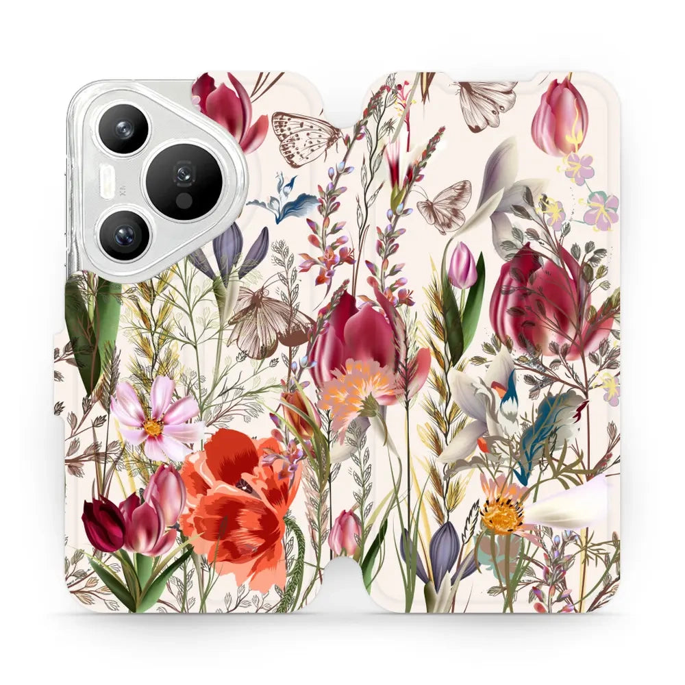 Handyhülle mit klappe für Huawei Pura 70, Mobiwear Book, Blumenstrauß