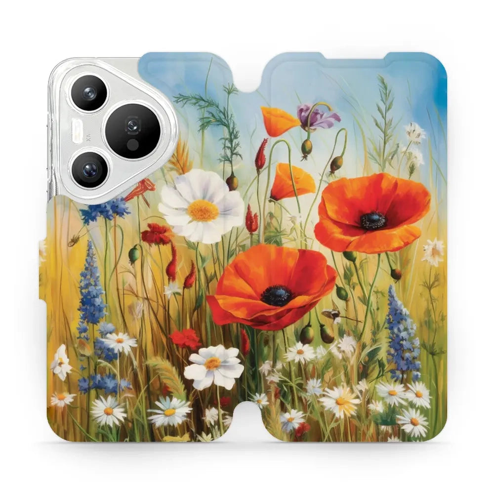 Handyhülle mit klappe für Huawei Pura 70, Mobiwear Book, Wiesenblumen