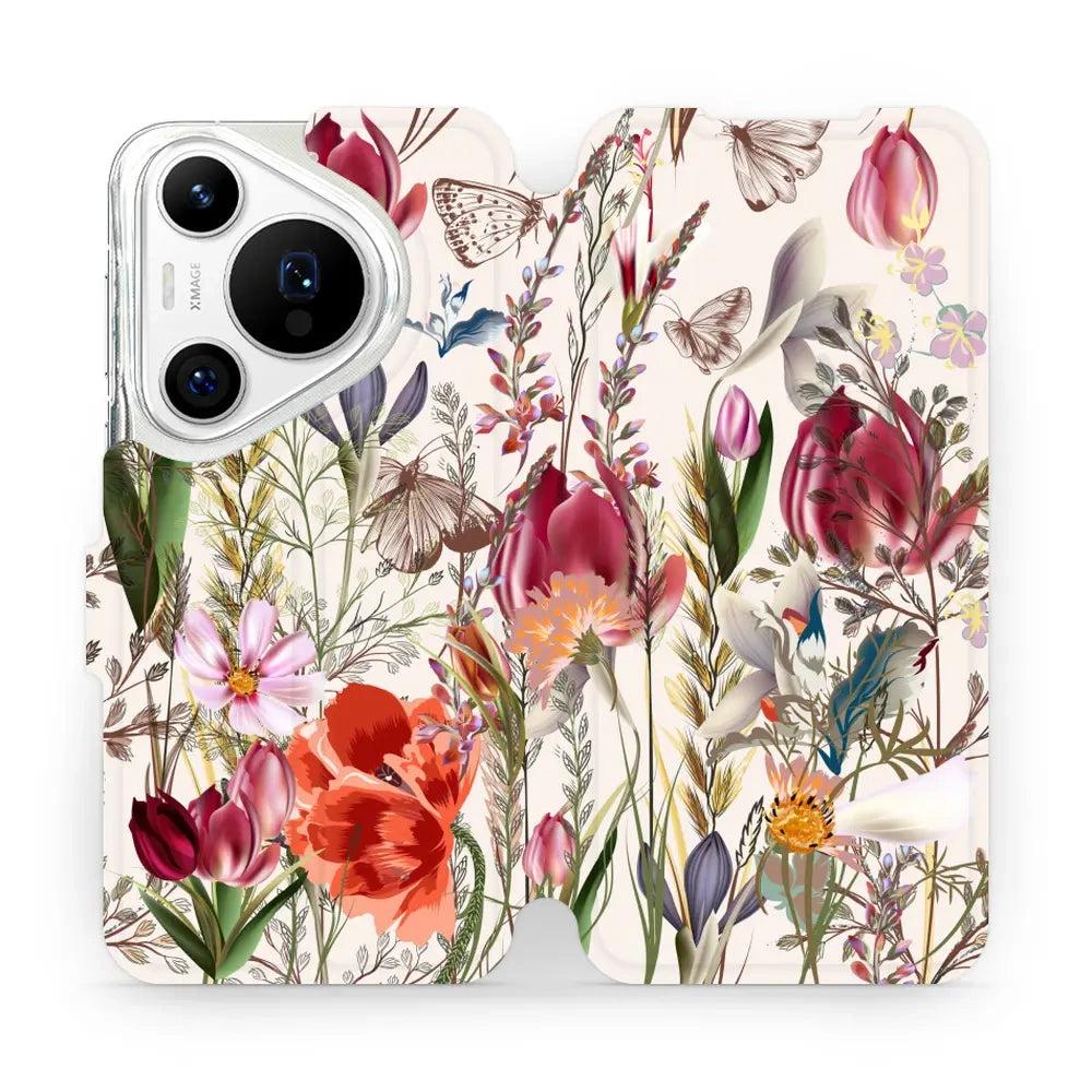 Handyhülle mit klappe für Huawei Pura 70 Pro / Pro+, Mobiwear Book, Blumenstrauß