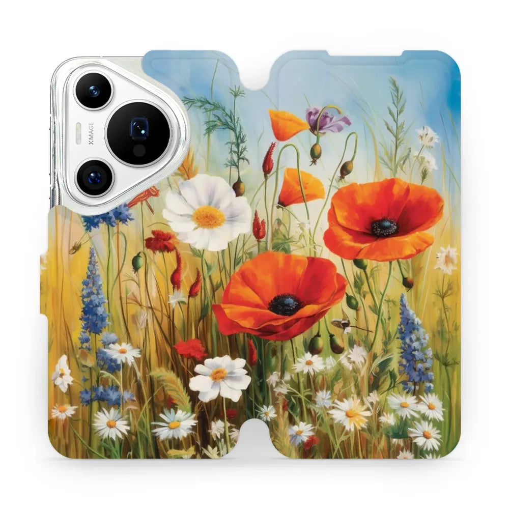 Handyhülle mit klappe für Huawei Pura 70 Pro / Pro+, Mobiwear Book, Wiesenblumen