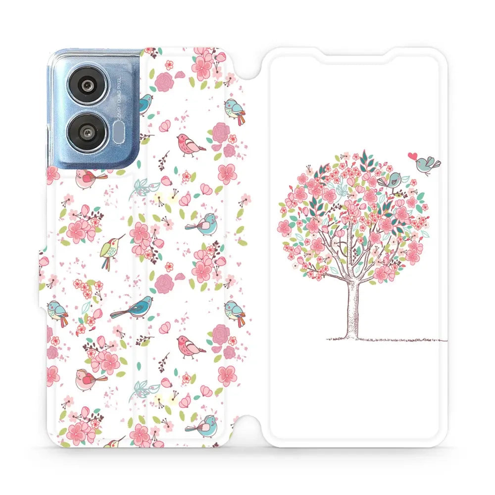 Handyhülle mit klappe für Motorola Moto G04, Mobiwear Book, Rosa Hain