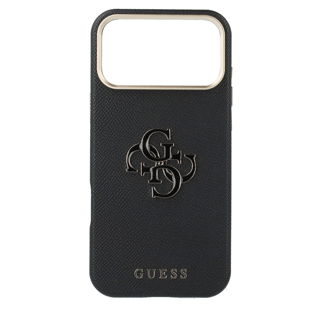 Handyhülle für iPhone 18 Pro Max / 17 Pro Max, Guess Grained & Big Resin Logo, Schwarz