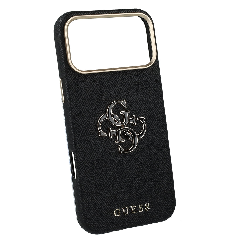 Handyhülle für iPhone 18 Pro Max / 17 Pro Max, Guess Grained & Big Resin Logo, Schwarz