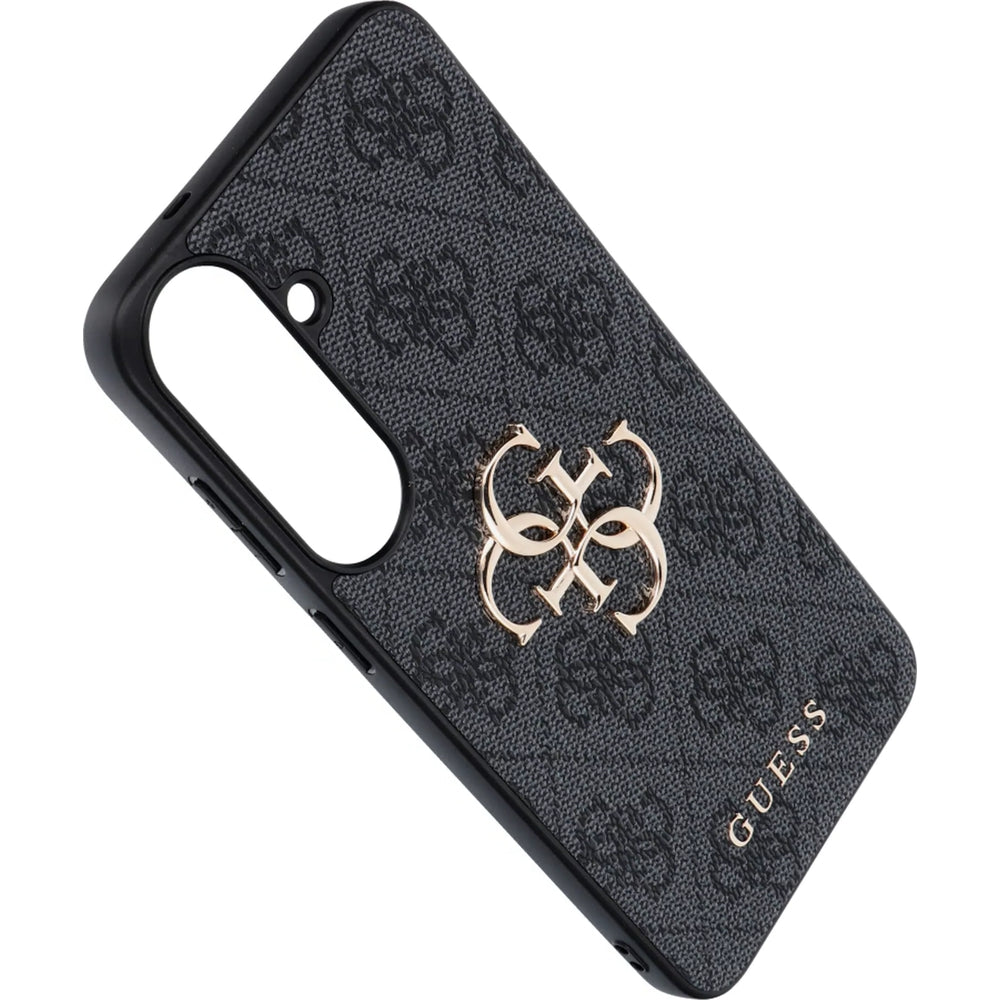 Handyhülle für Galaxy S26 FE, Guess Leather 4G Metal Logo, Schwarz