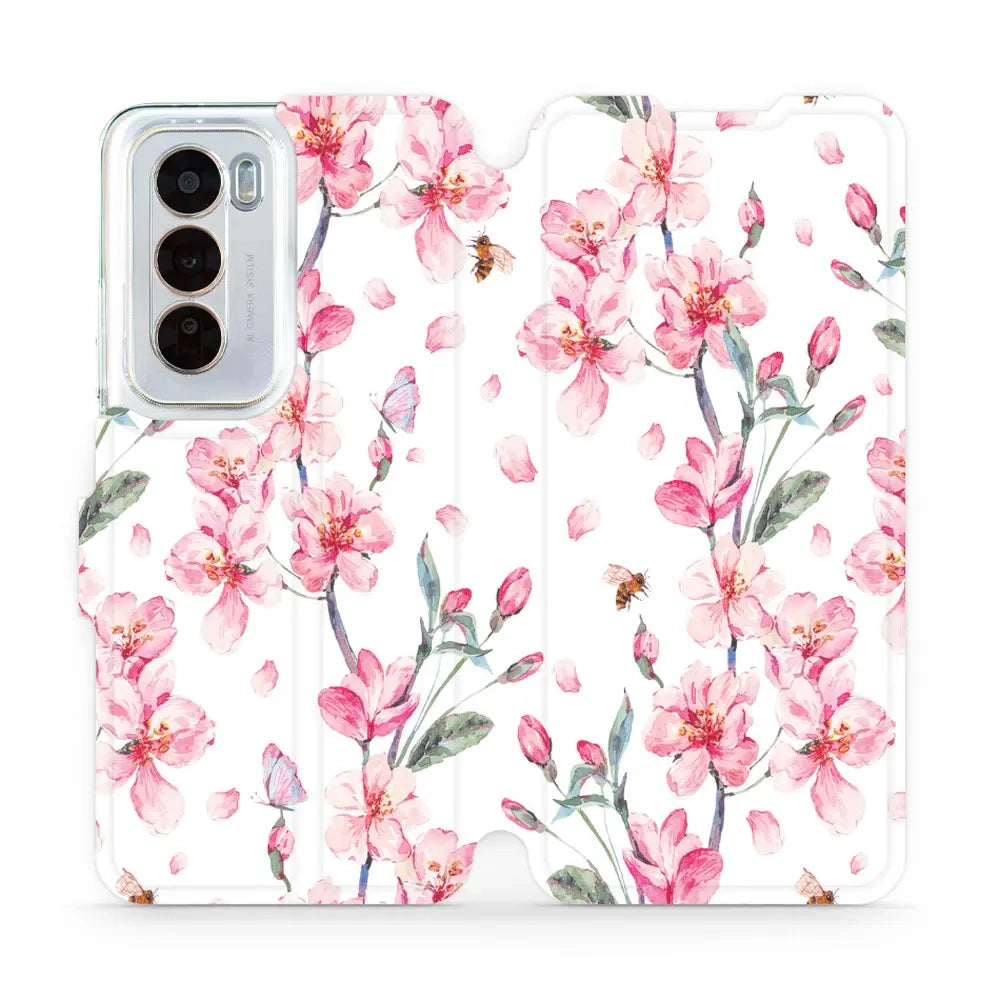 Handyhülle mit klappe für Oppo Reno 12 Pro, Mobiwear Book, Rosa Frühling