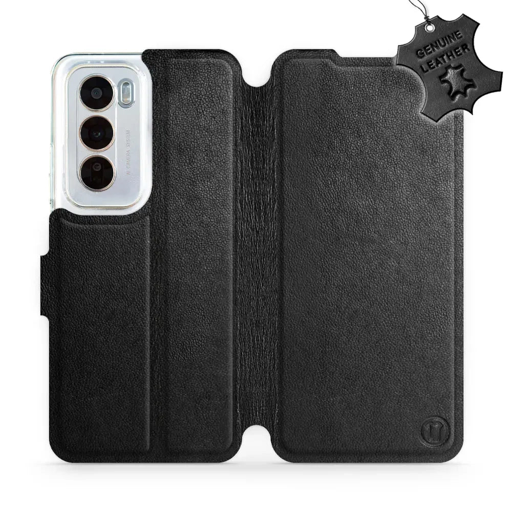 Echtleder Handyhülle für Oppo Reno 12 Pro, Mobiwear Leather, Schwarz