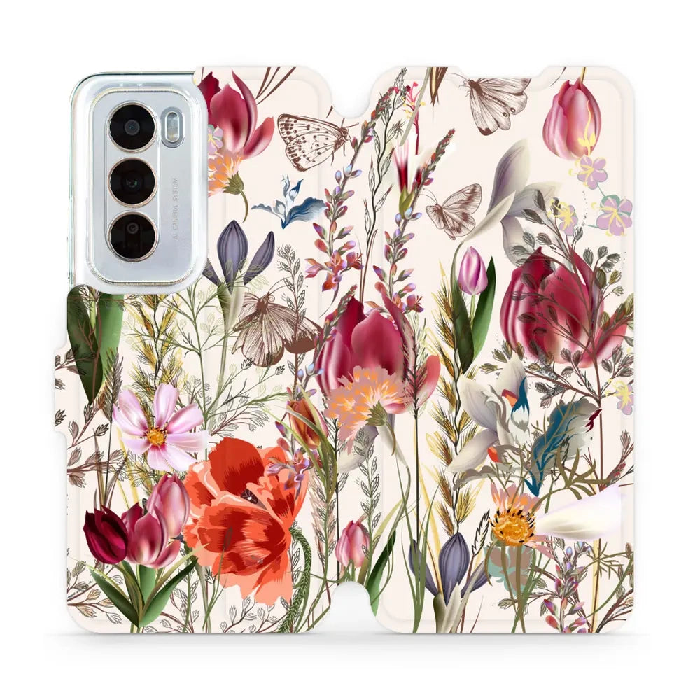 Handyhülle mit klappe für Oppo Reno 12 Pro, Mobiwear Book, Blumenstrauß