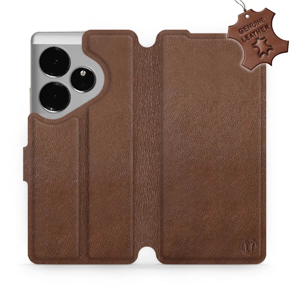 Echtleder Handyhülle für Realme GT 6, Mobiwear Leather, Braun