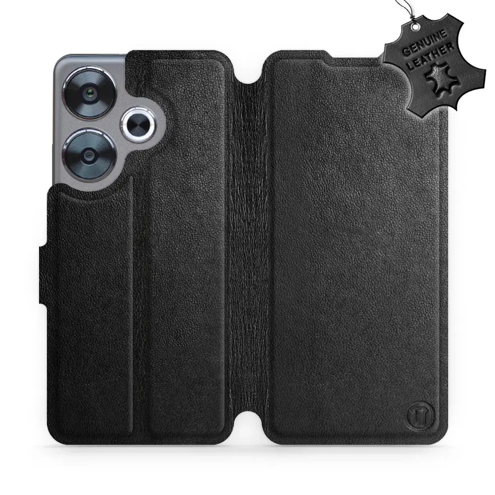 Echtleder Handyhülle für Xiaomi Poco F6, Mobiwear Leather, Schwarz