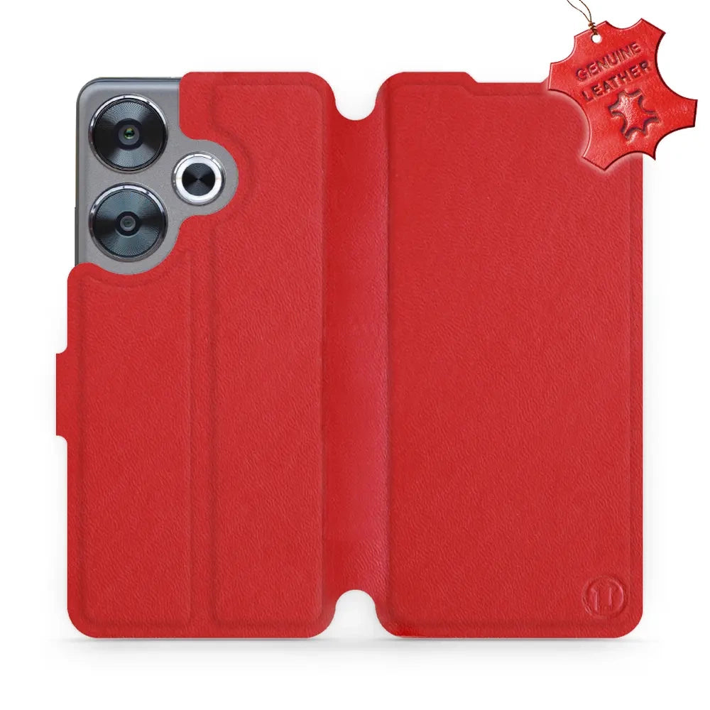 Echtleder Handyhülle für Xiaomi Poco F6, Mobiwear Leather, Rot