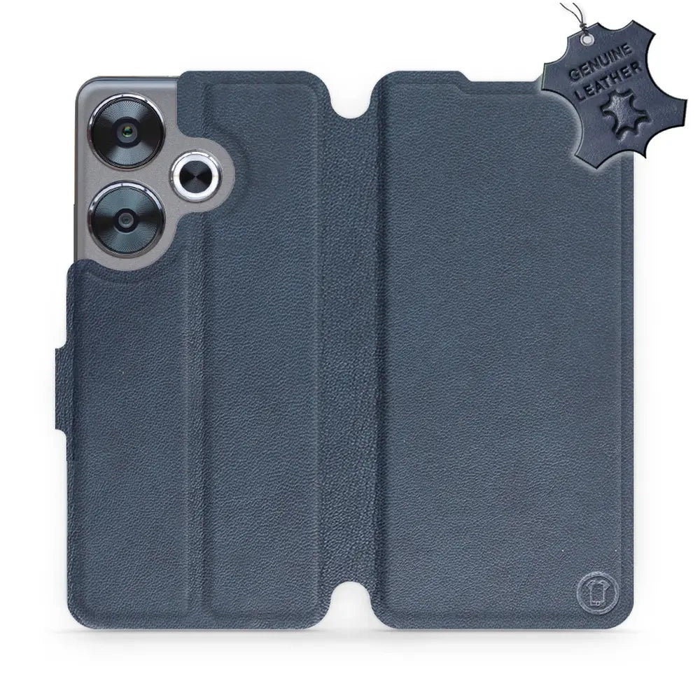 Echtleder Handyhülle für Xiaomi Poco F6, Mobiwear Leather, Dunkelblau