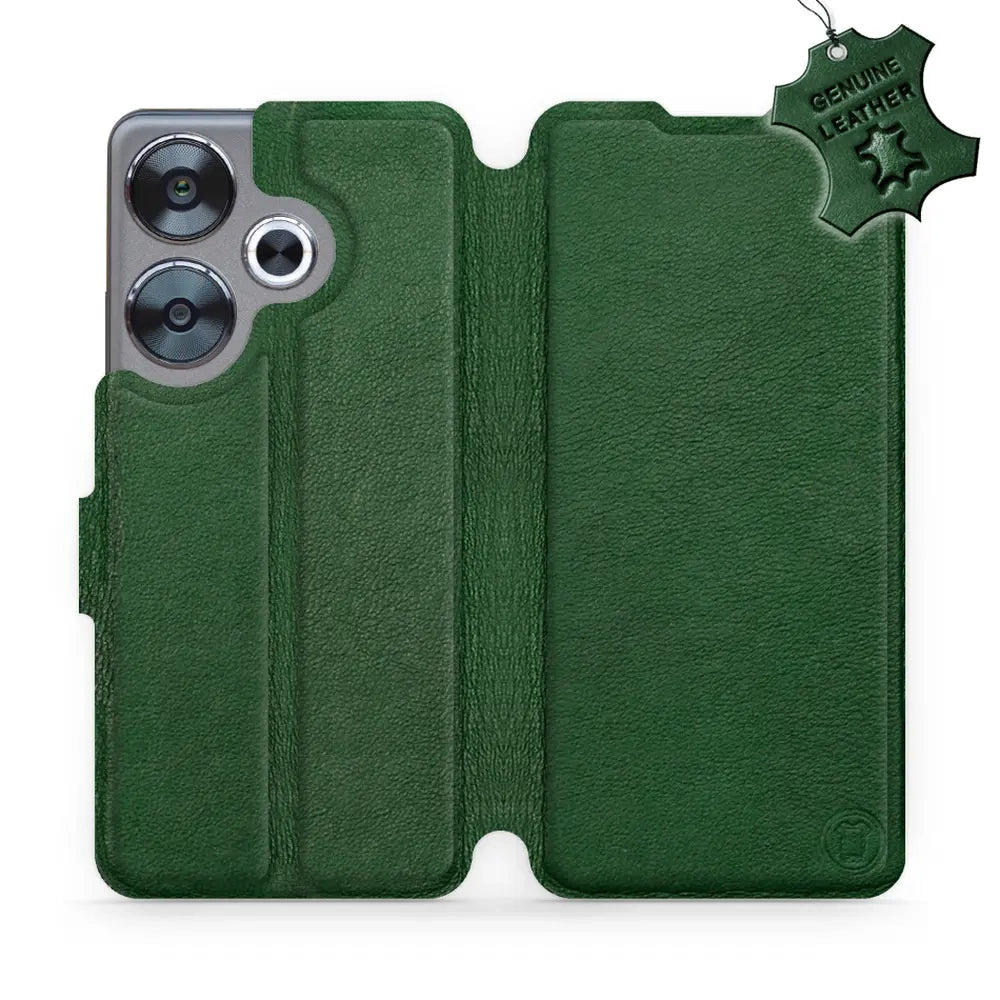 Echtleder Handyhülle für Xiaomi Poco F6, Mobiwear Leather, Grün
