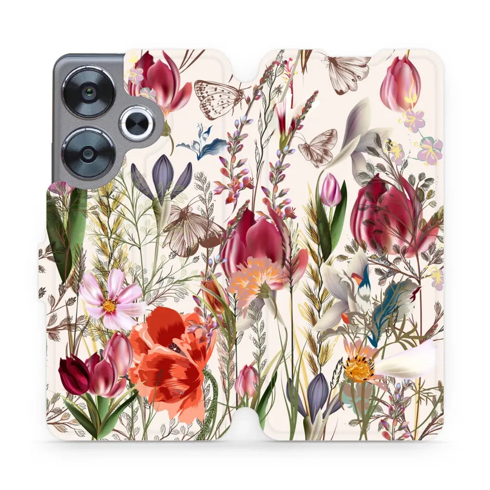 Handyhülle mit klappe für Xiaomi Poco F6, Mobiwear Book, Blumenstrauß