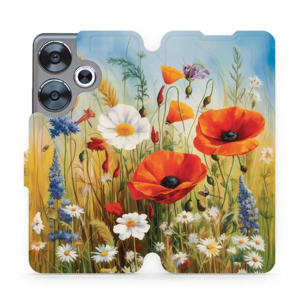 Handyhülle mit klappe für Xiaomi Poco F6, Mobiwear Book, Wiesenblumen