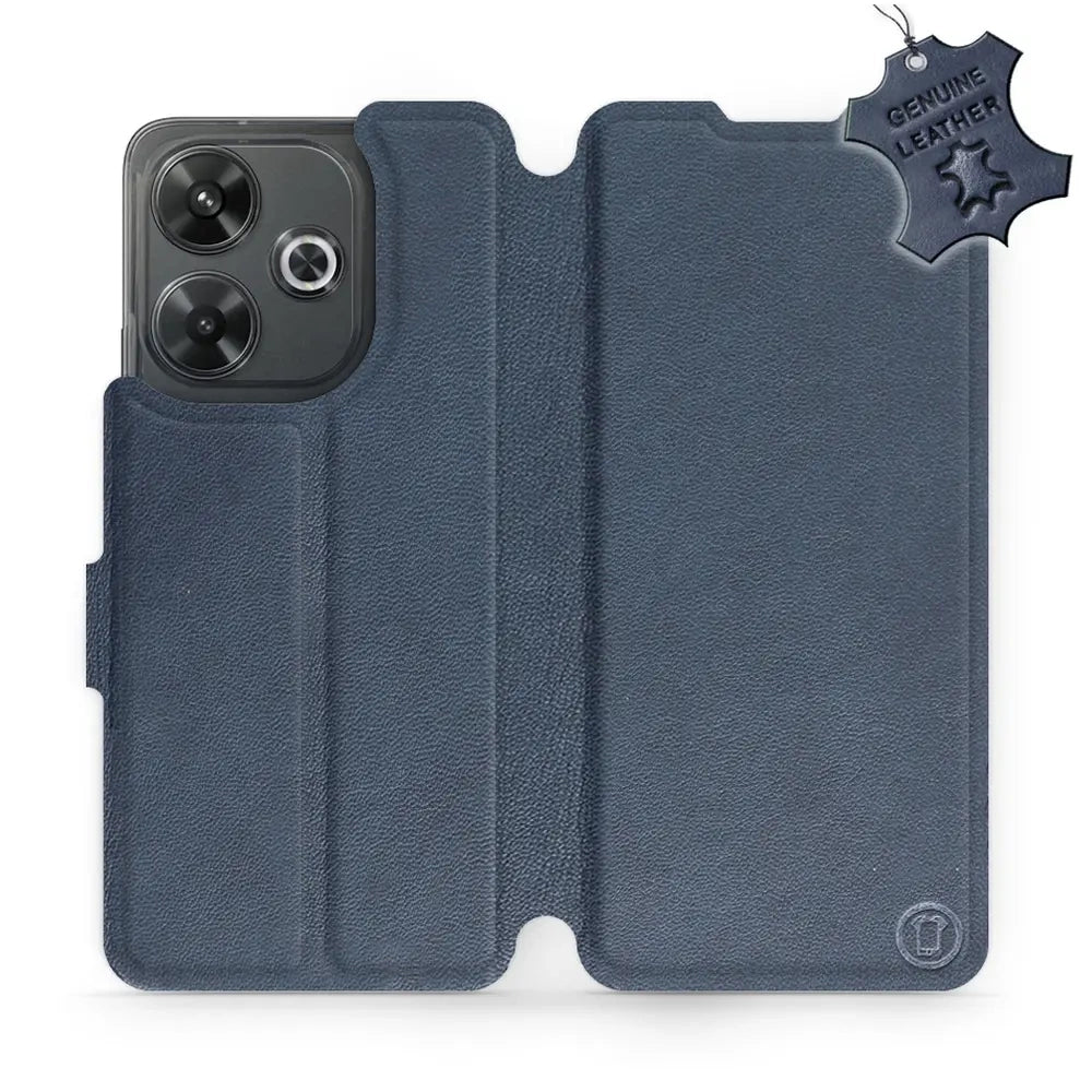 Echtleder Handyhülle für Xiaomi Redmi 13 4G, Mobiwear Leather, Dunkelblau