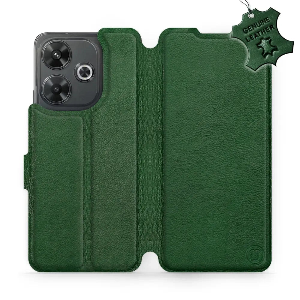 Echtleder Handyhülle für Xiaomi Redmi 13 4G, Mobiwear Leather, Grün