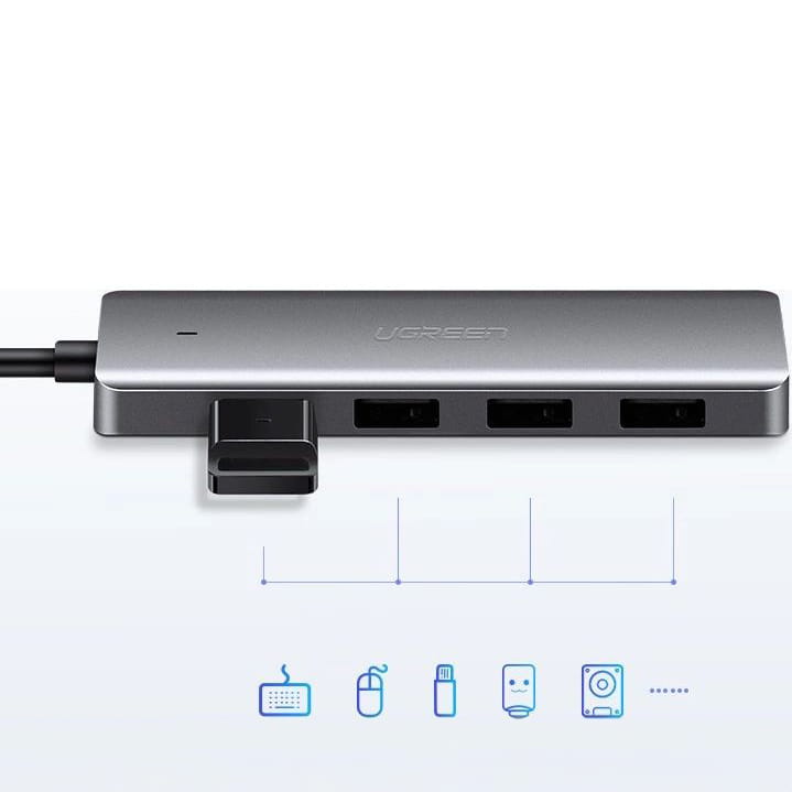 HUB 5w1 Ugreen 4x USB 3.0 Gen 1, 5Gbps, Grau