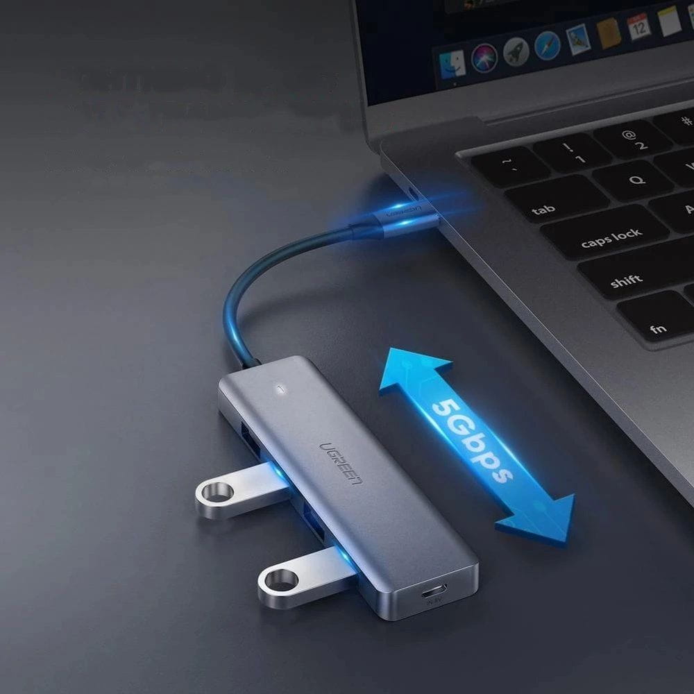HUB 5w1 Ugreen 4x USB 3.0 Gen 1, 5Gbps, Grau