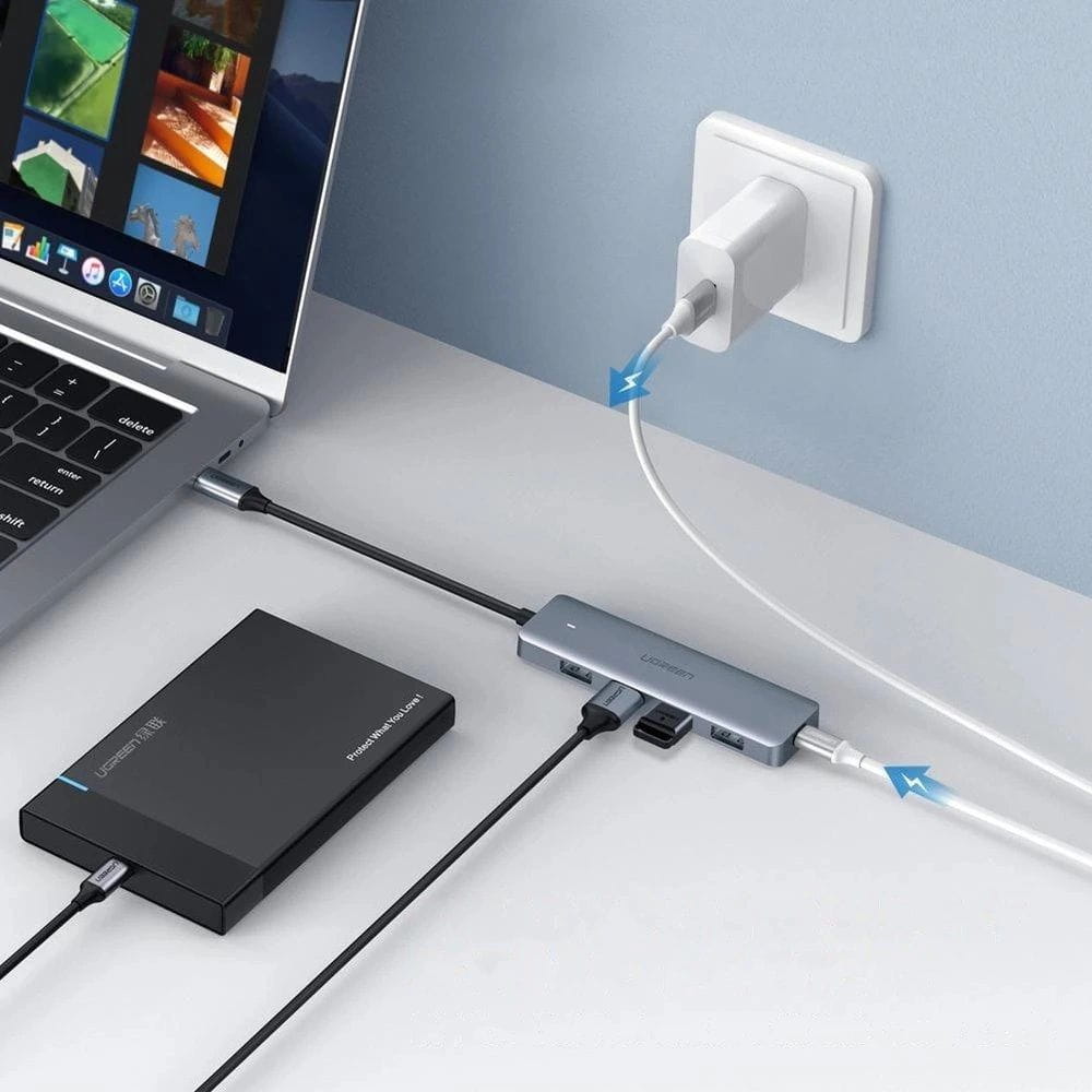 HUB 5w1 Ugreen 4x USB 3.0 Gen 1, 5Gbps, Grau