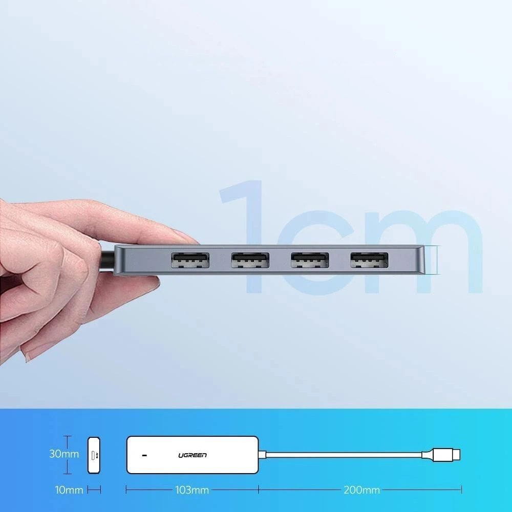 HUB 5w1 Ugreen 4x USB 3.0 Gen 1, 5Gbps, Grau