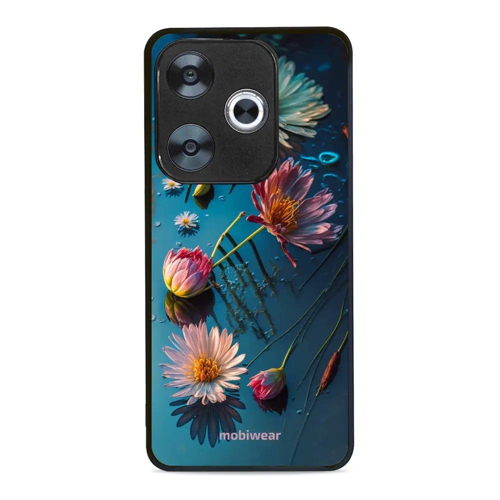Handyhülle für Xiaomi Poco F6, Mobiwear Glossy Case, Blau-Blumig