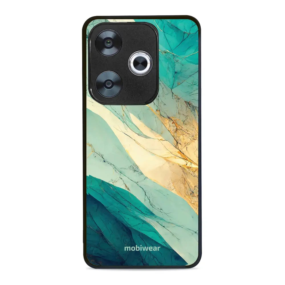 Handyhülle für Xiaomi Poco F6, Mobiwear Glossy Case, Türkis-Marmor