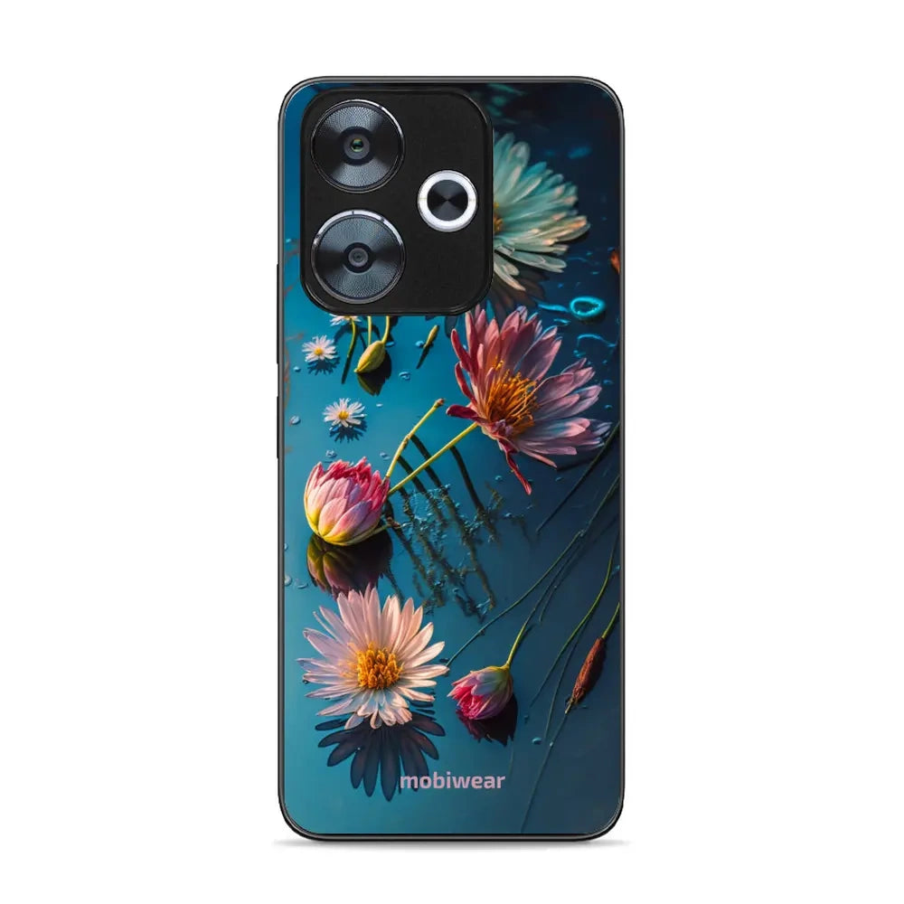 Handyhülle für Xiaomi Redmi 13 4G, Mobiwear Glossy Case, Blau-Blumig